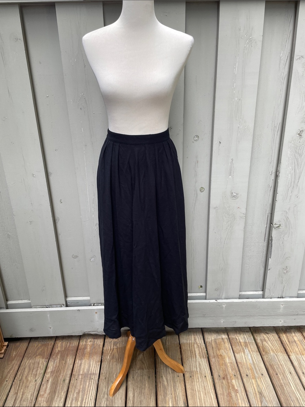 Canvasbacks Lutton & Horsefield Black Wool-blend Maxi Skirt 28W x 36L VNTG